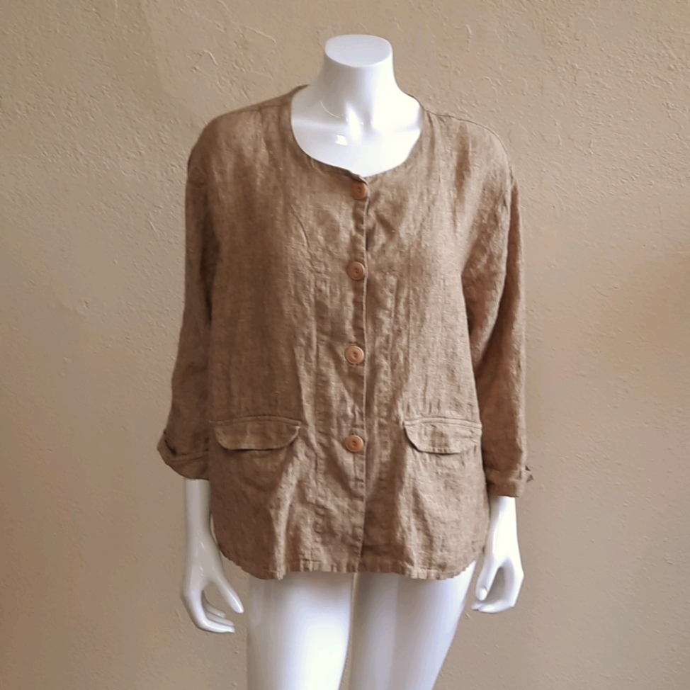 Flax Linen Brown Jacket Size L